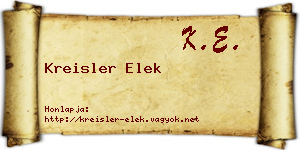 Kreisler Elek névjegykártya